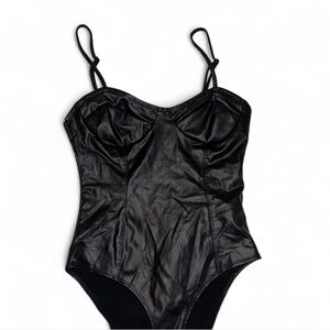 Forever 21 Black Faux Leather Bodysuit